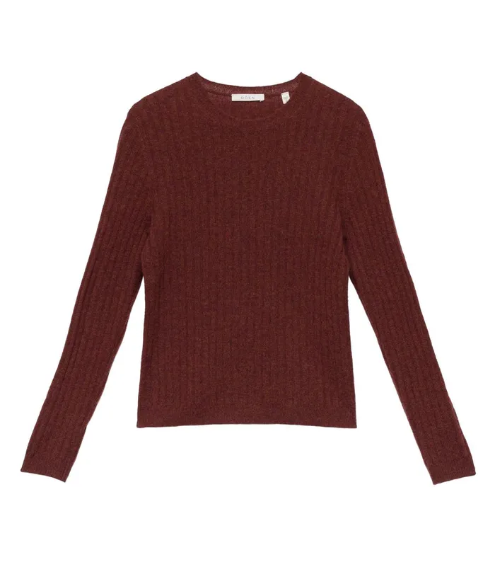 Knitwear Women DEN Hyeres Cashmere Sweater Dark Garnet Knitwear Women DEN Hyeres Cashmere Sweater Dark Garnet