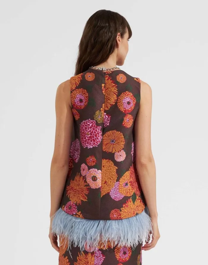 La Scala Top With Feathers Gin Chocolate Women La Double J Shirts and Tops La Scala Top With Feathers Gin Chocolate Women La Double J Shirts and Tops