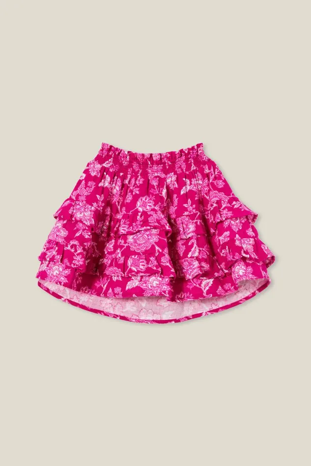 Lana Tiered Skirt Festival Fuchsiafrida Folk Floral Girls Cotton On Shorts Skirts and Playsuits