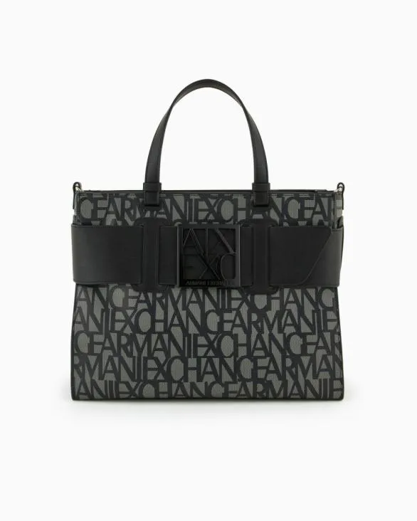 Large Tote Bag With Double Handles And Shoulder Strap Black Women Armani Shoppers