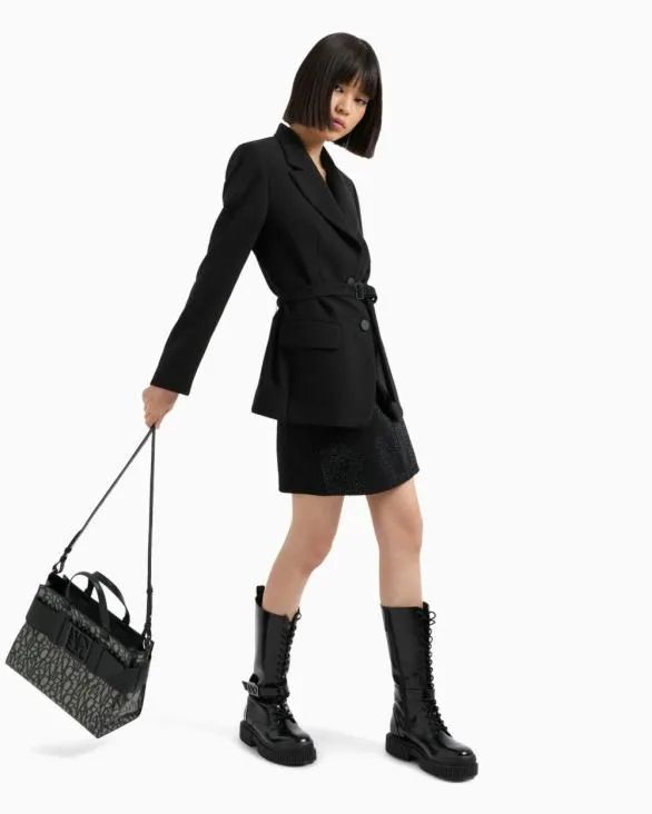 Large Tote Bag With Double Handles And Shoulder Strap Black Women Armani Shoppers Large Tote Bag With Double Handles And Shoulder Strap Black Women Armani Shoppers