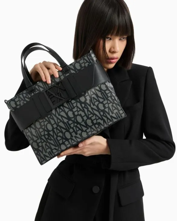 Large Tote Bag With Double Handles And Shoulder Strap Black Women Armani Shoppers Large Tote Bag With Double Handles And Shoulder Strap Black Women Armani Shoppers