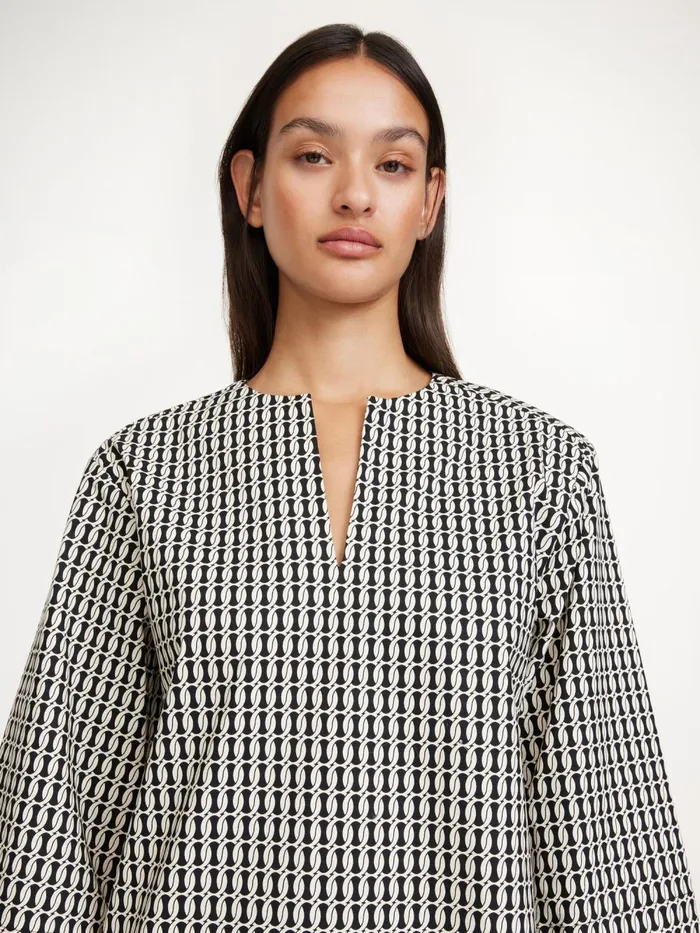 Lattiena Midi Dress Black Monogram Women By Malene Birger Dresses