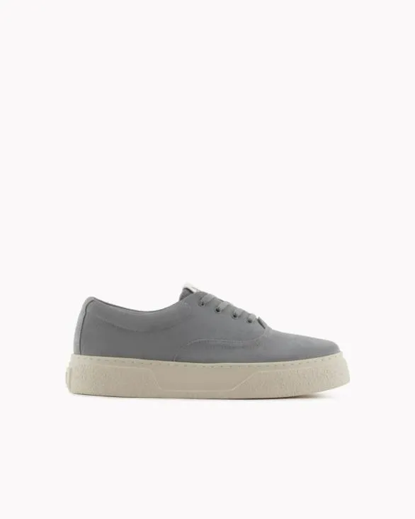 Leather Laceups With High Sole Grey Men Armani Sneakers