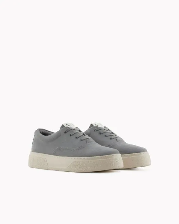 Leather Laceups With High Sole Grey Men Armani Sneakers Leather Laceups With High Sole Grey Men Armani Sneakers