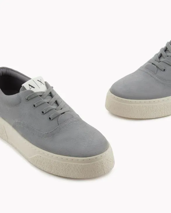 Leather Laceups With High Sole Grey Men Armani Sneakers Leather Laceups With High Sole Grey Men Armani Sneakers
