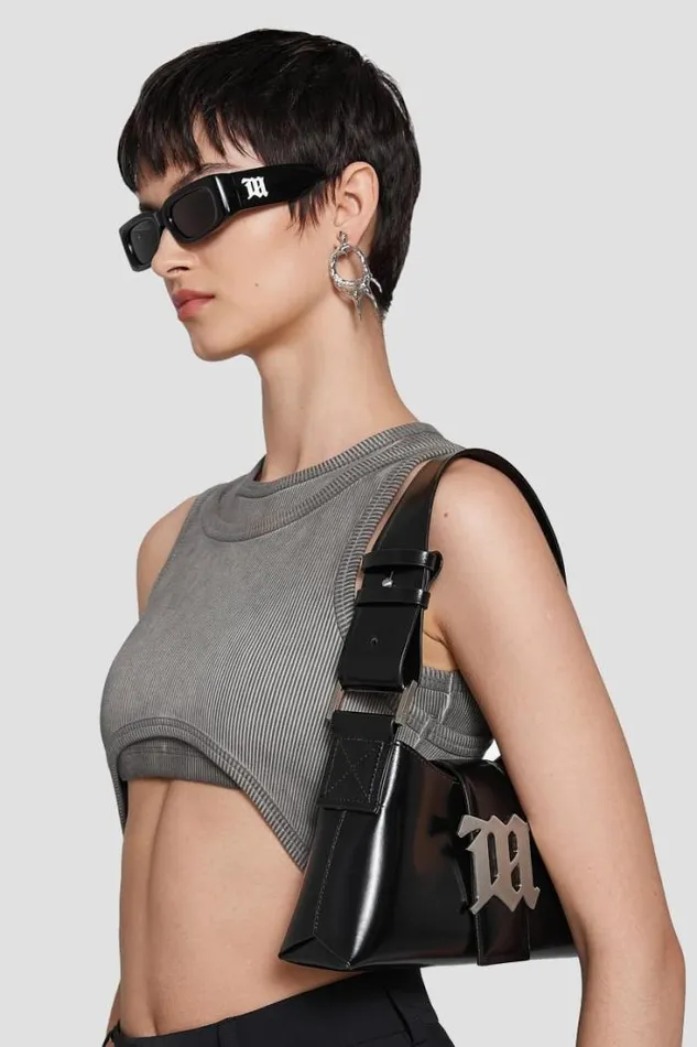 Leather Shoulder Bag Small Black Women MISBHV Bags