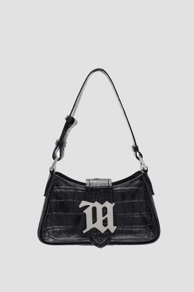 Leather Shoulder Bag Small Croco Croco Black Women MISBHV Bags