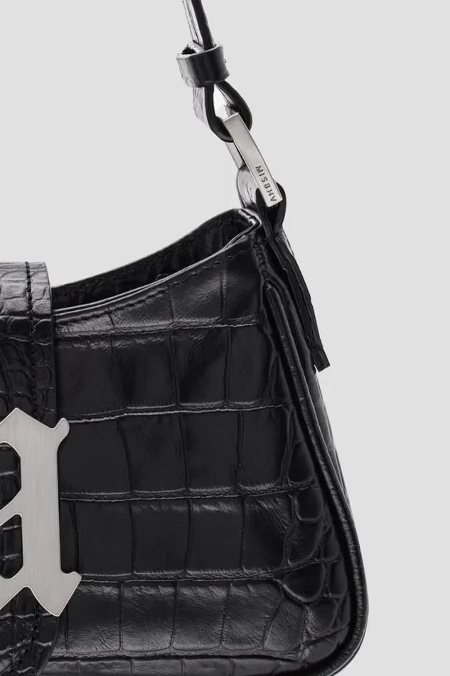 Leather Shoulder Bag Small Croco Croco Black Women MISBHV Bags