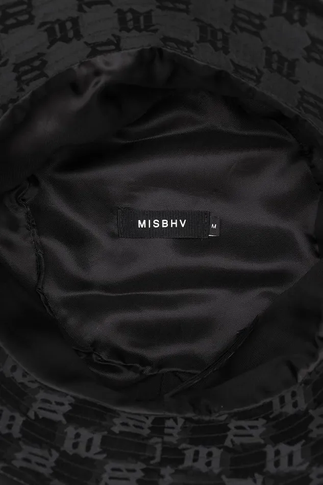 LeatherTrimmed Monogram Bucket Hat Black WomenMen MISBHV Hats