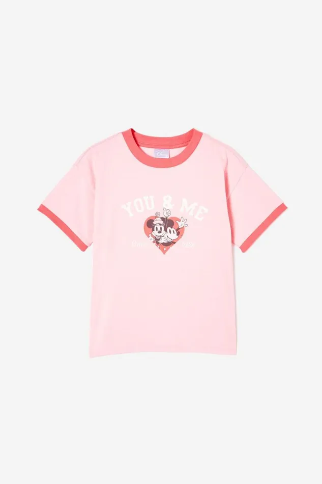 License Drop Shoulder Short Sleeve Tee Lcn Dis Minnie You and Meblush Pink Girls Cotton On Tops and TShirts