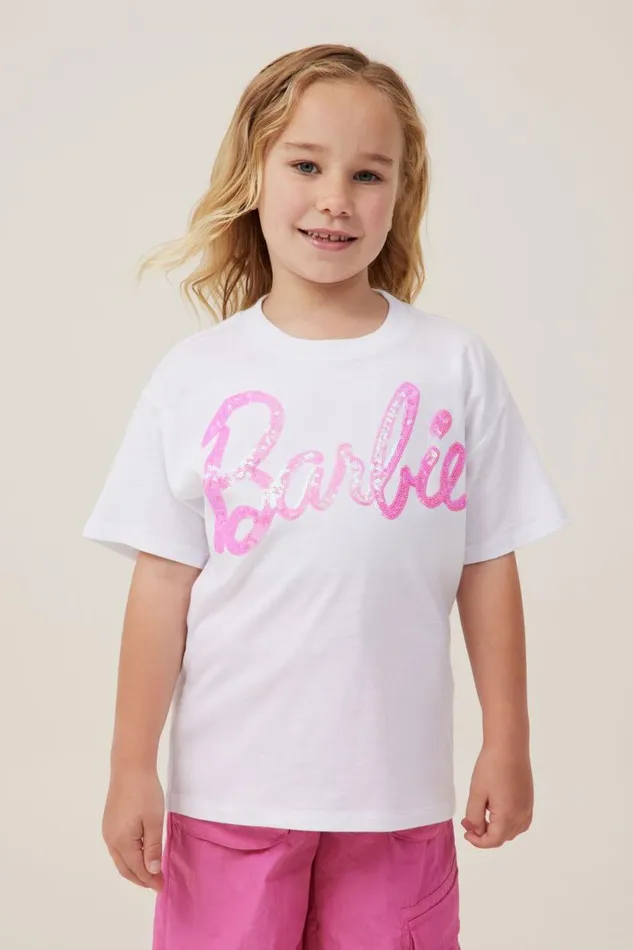 License Drop Shoulder Short Sleeve Tee Lcn Mat Barbiewhite Girls Cotton On Tops and TShirts License Drop Shoulder Short Sleeve Tee Lcn Mat Barbiewhite Girls Cotton On Tops and TShirts