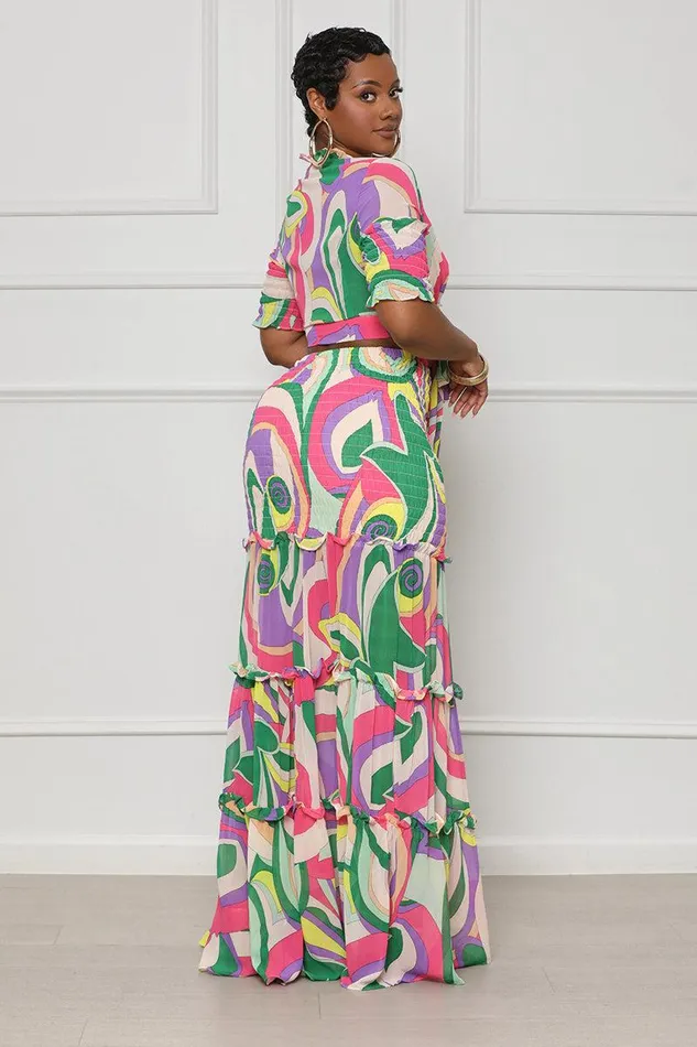 Lilly039s Kloset Sets Women Chic Retreat Skirt Set Purple Multi