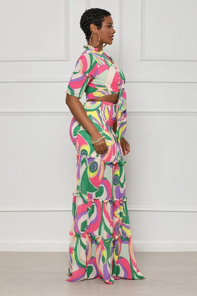 Lilly039s Kloset Sets Women Chic Retreat Skirt Set Purple Multi