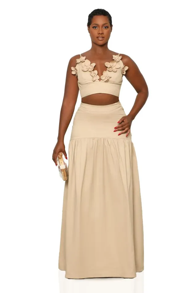 Lilly039s Kloset Sets Women Flower Child Skirt Set Tan