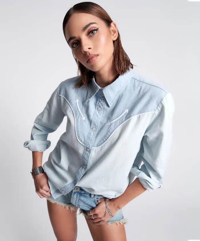 LINED UP WESTERN SHIRT Women One Teaspoon Denim Tops