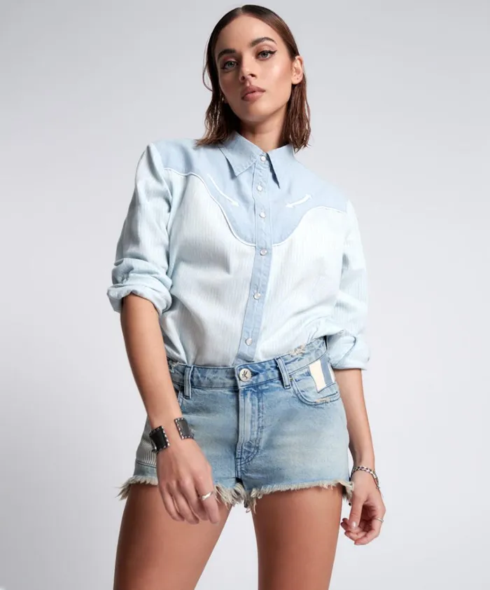 LINED UP WESTERN SHIRT Women One Teaspoon Denim Tops LINED UP WESTERN SHIRT Women One Teaspoon Denim Tops