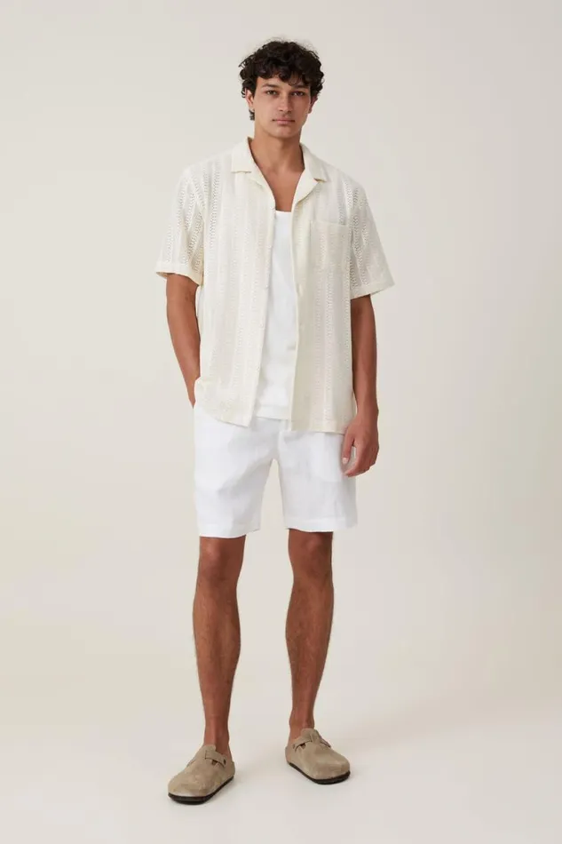 Linen Pleat Short White Men Cotton On Shorts