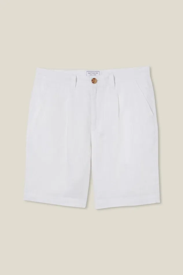 Linen Pleat Short White Men Cotton On Shorts Linen Pleat Short White Men Cotton On Shorts