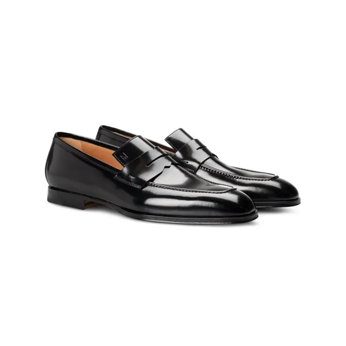 Loafers Men Moreschi Black Leather Loafer