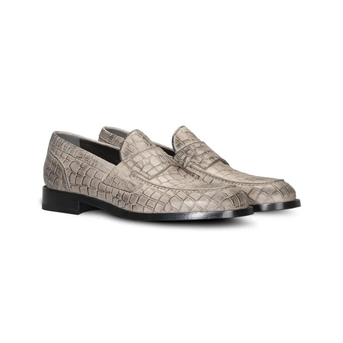 Loafers Men Moreschi FOR HIM 8211 Grey Leather Loafer