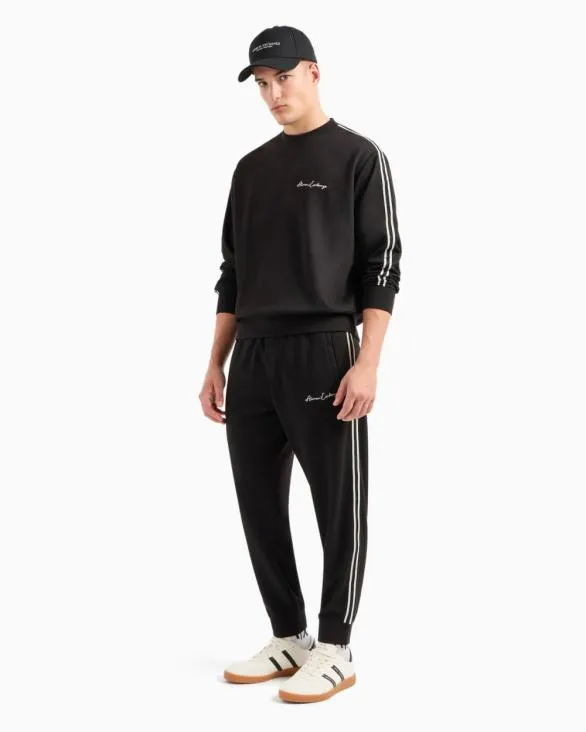 Logo Signature Crewneck Sweatshirt Black Men Armani Matching Sets Logo Signature Crewneck Sweatshirt Black Men Armani Matching Sets