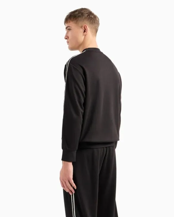 Logo Signature Crewneck Sweatshirt Black Men Armani Matching Sets Logo Signature Crewneck Sweatshirt Black Men Armani Matching Sets