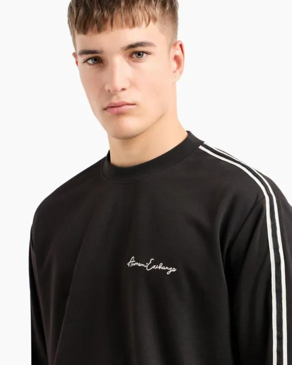 Logo Signature Crewneck Sweatshirt Black Men Armani Matching Sets Logo Signature Crewneck Sweatshirt Black Men Armani Matching Sets