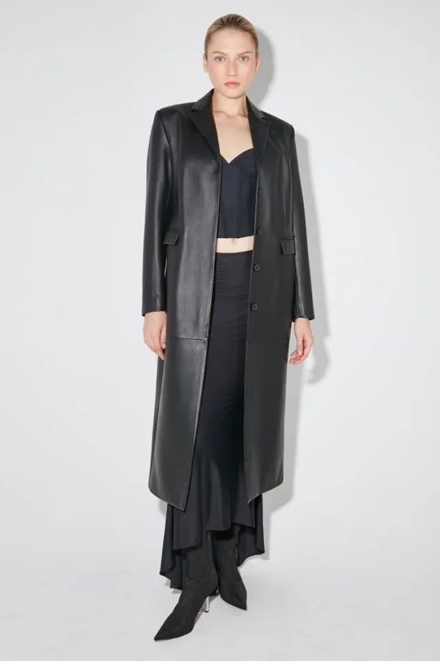 Long Leather Coat Black Women MISBHV Outerwear