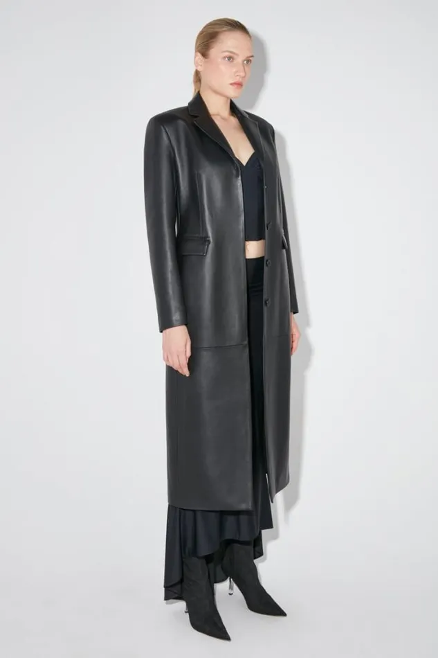Long Leather Coat Black Women MISBHV Outerwear
