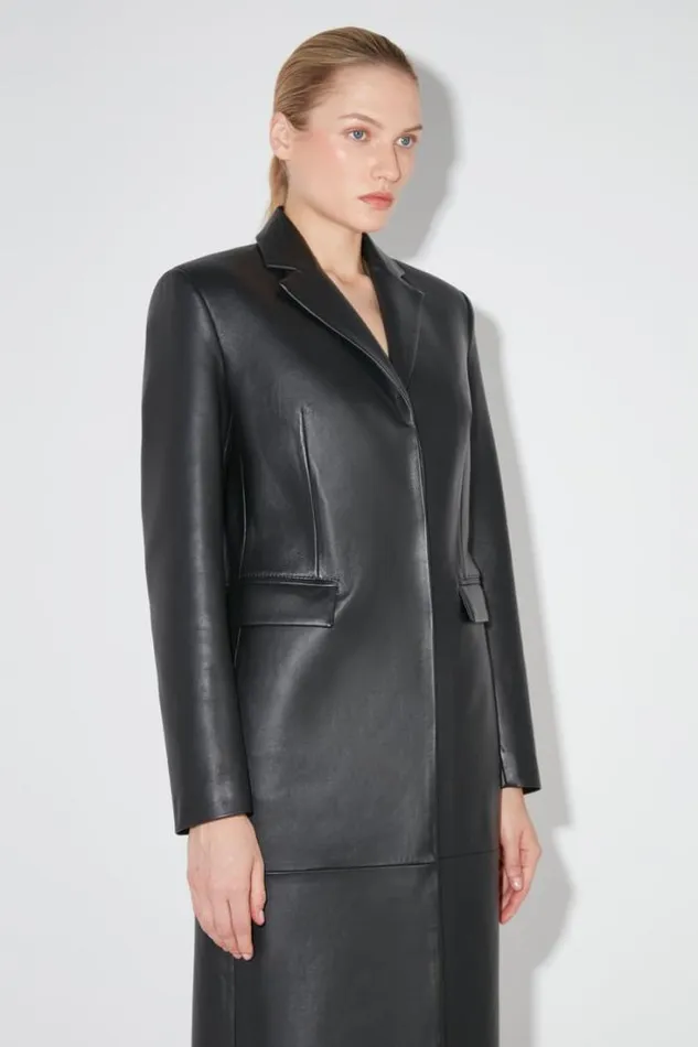 Long Leather Coat Black Women MISBHV Outerwear