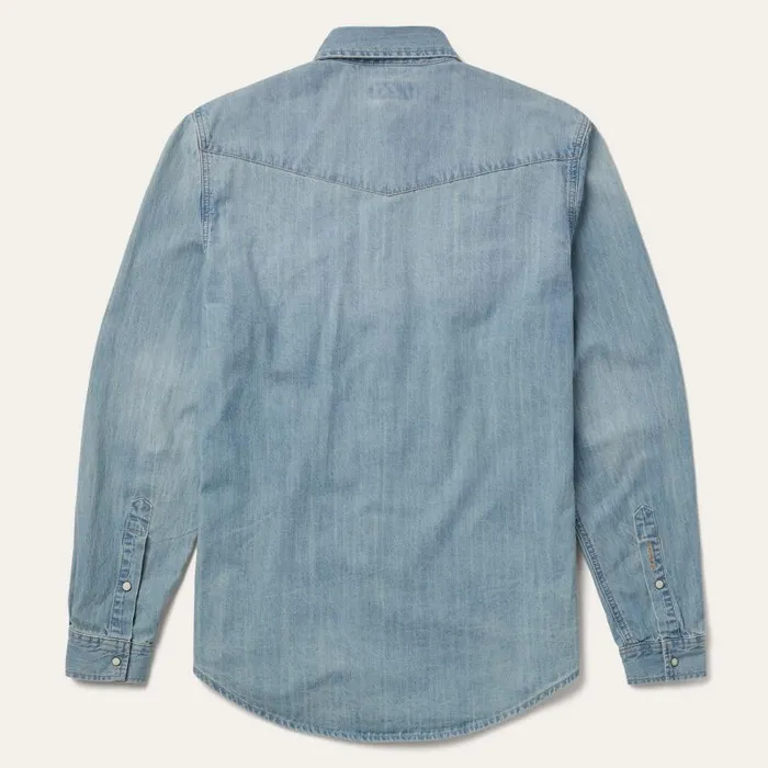 LongSleeved Denim Shirt Blue Men Stetson Western Shirts
