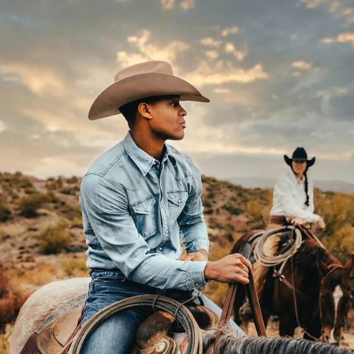 LongSleeved Denim Shirt Blue Men Stetson Western Shirts
