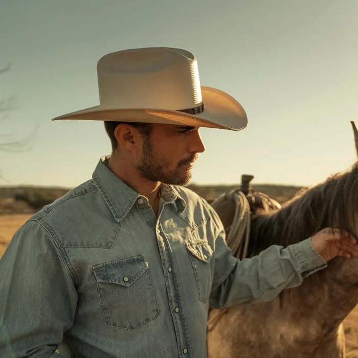 LongSleeved Denim Shirt Blue Men Stetson Western Shirts