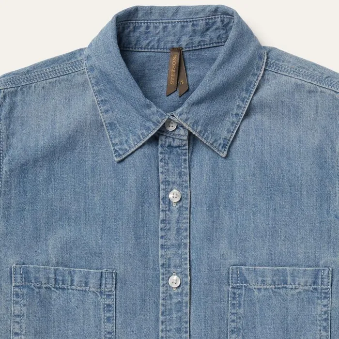 LongSleeved Denim Shirt Blue Women Stetson Denim Shirts