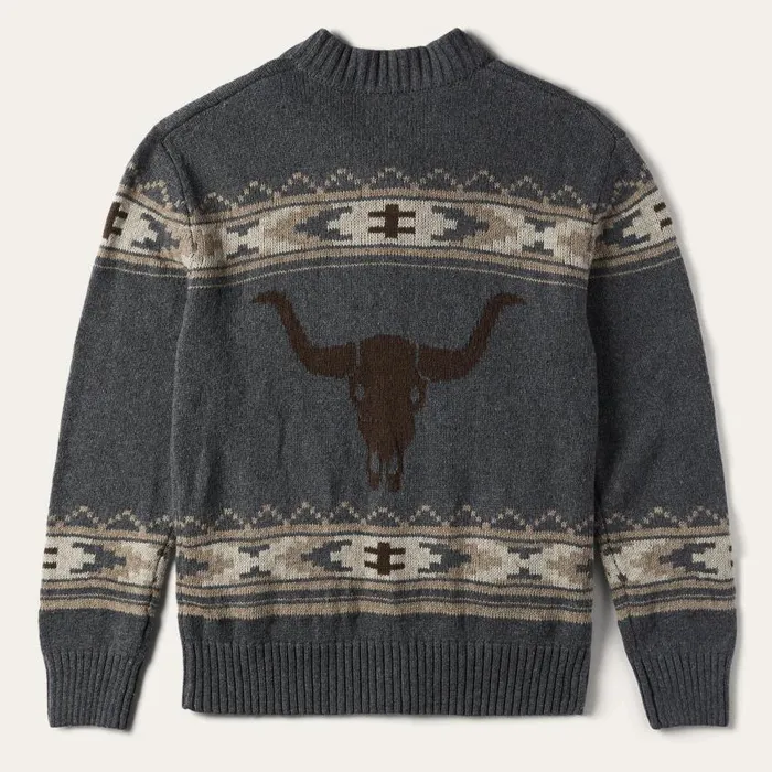 Longhorn Cardigan Grey Men Stetson Sweaters and Hoodies