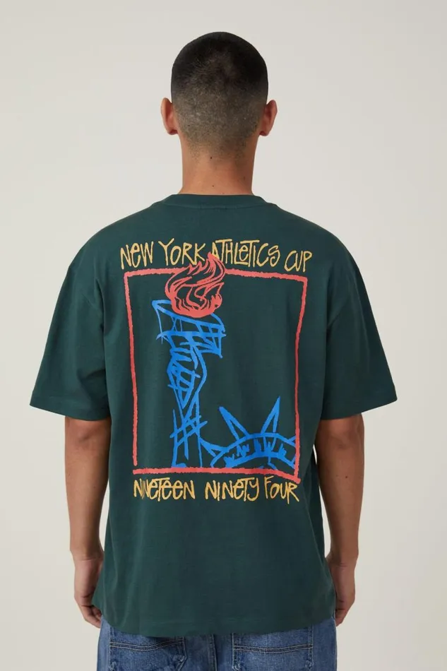 Loose Fit Art TShirt Pine Needle Green New York 94 Men Cotton On Tees and Tanks Loose Fit Art TShirt Pine Needle Green New York 94 Men Cotton On Tees and Tanks