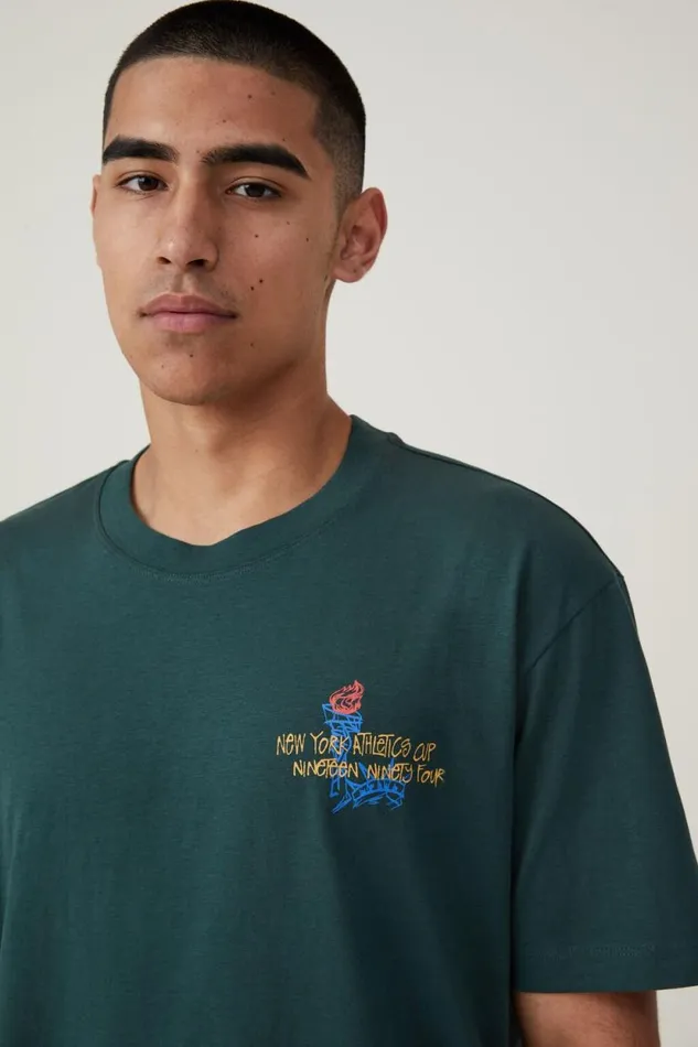 Loose Fit Art TShirt Pine Needle Green New York 94 Men Cotton On Tees and Tanks Loose Fit Art TShirt Pine Needle Green New York 94 Men Cotton On Tees and Tanks