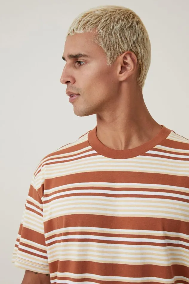 Loose Fit Stripe TShirt Terracotta Sun Everyday Stripe Men Cotton On Tees and Tanks Loose Fit Stripe TShirt Terracotta Sun Everyday Stripe Men Cotton On Tees and Tanks