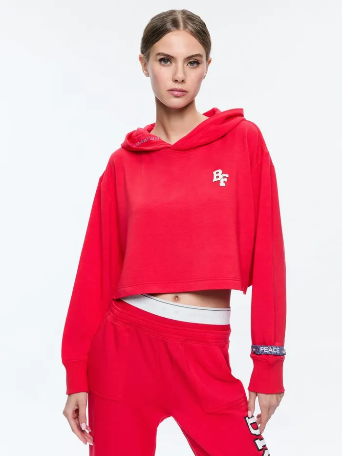 Loungewear Women Alice Olivia AO X BIG FEELINGS TAI CROPPED HOODIE Red