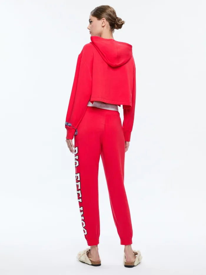 Loungewear Women Alice Olivia AO X BIG FEELINGS TAI CROPPED HOODIE Red