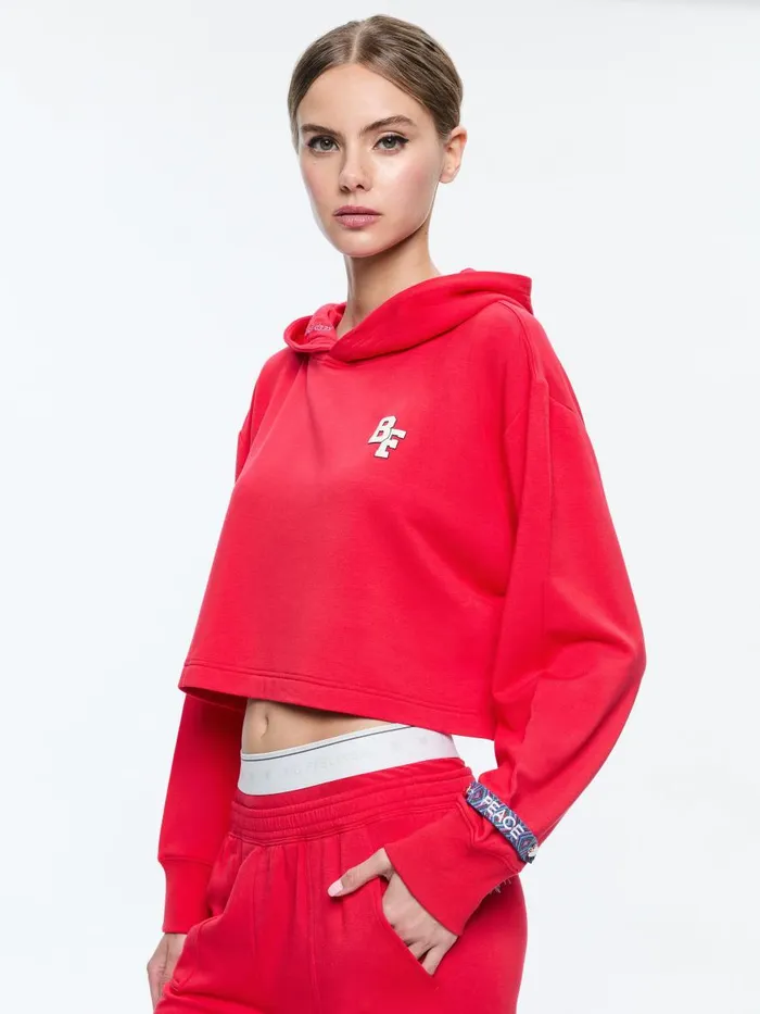 Loungewear Women Alice Olivia AO X BIG FEELINGS TAI CROPPED HOODIE Red