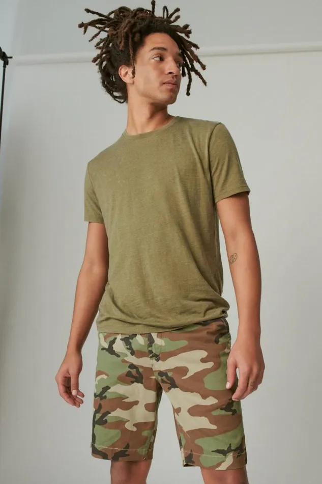 Lucky Brand 9034 Stretch Twill Flat Front Short Camo Multi Men Shorts