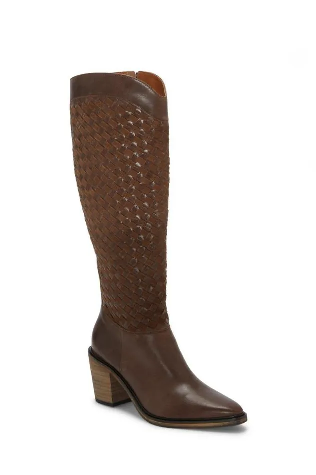 Lucky Brand Abeny Cutout Kneehigh Boot Dark Brown Women Shoes
