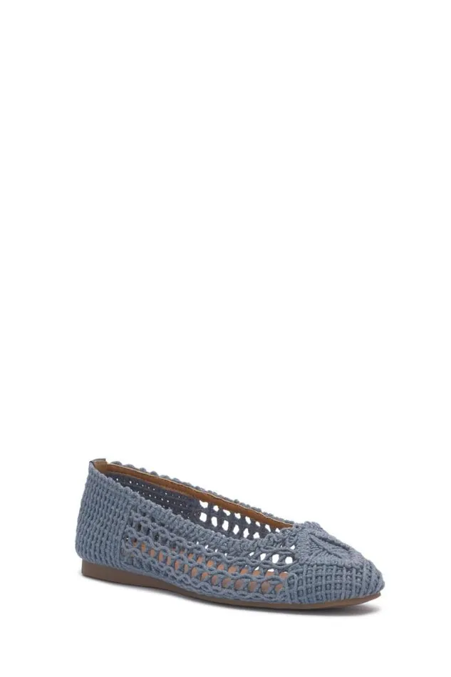 Lucky Brand Avelly Macrame Flat Open Blueturquoise Women Shoes