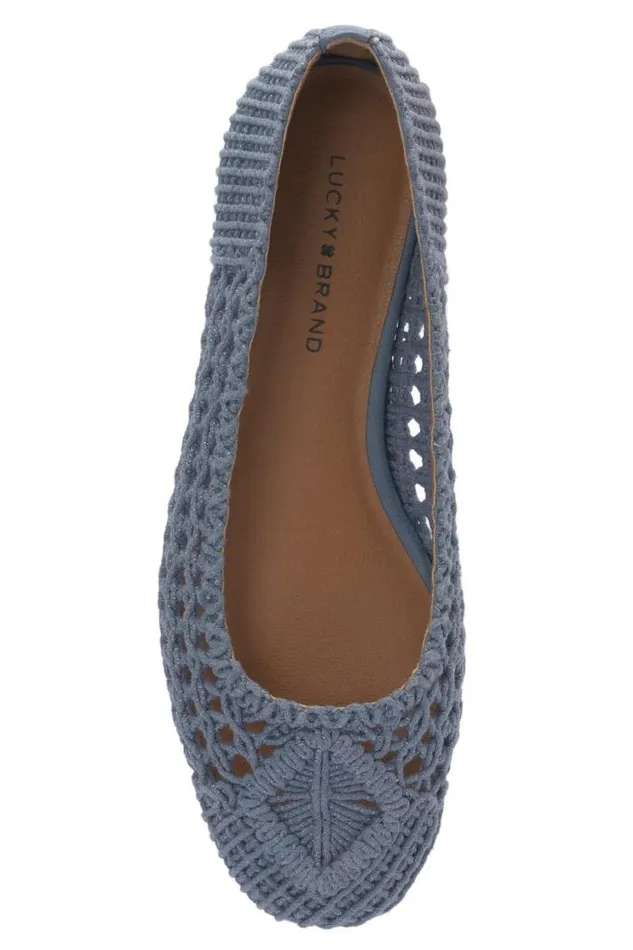 Lucky Brand Avelly Macrame Flat Open Blueturquoise Women Shoes