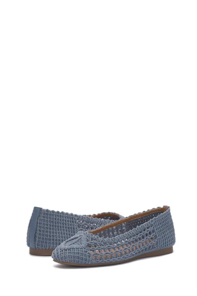 Lucky Brand Avelly Macrame Flat Open Blueturquoise Women Shoes