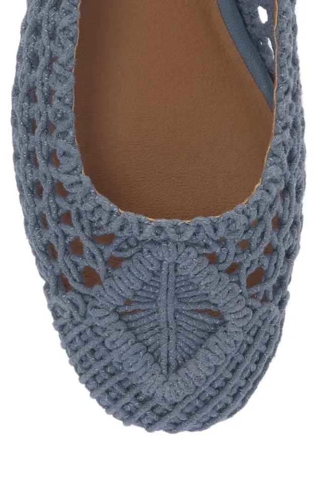 Lucky Brand Avelly Macrame Flat Open Blueturquoise Women Shoes