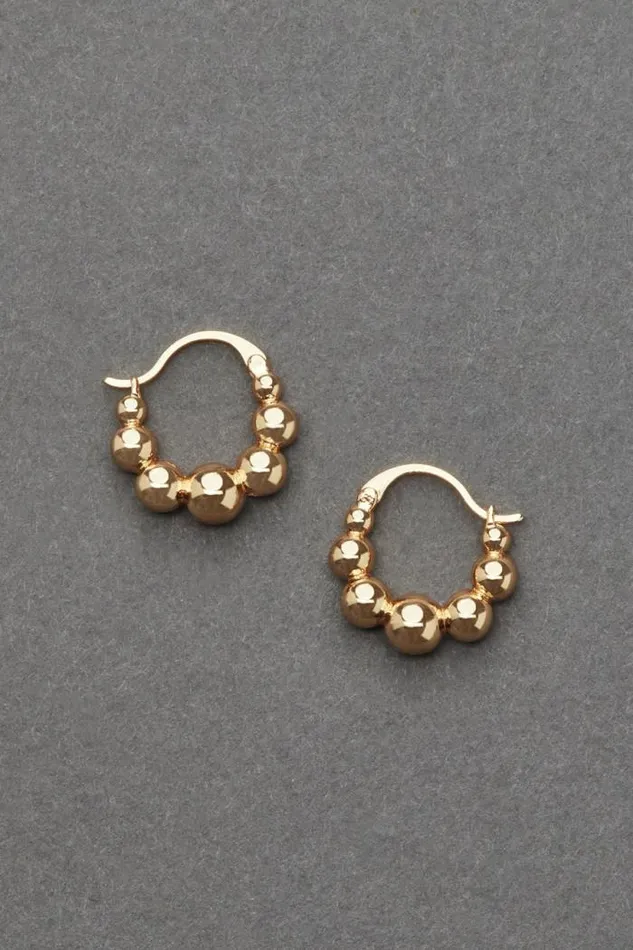 Lucky Brand Ball Beaded Hoop Earring Silver Women Jewelry