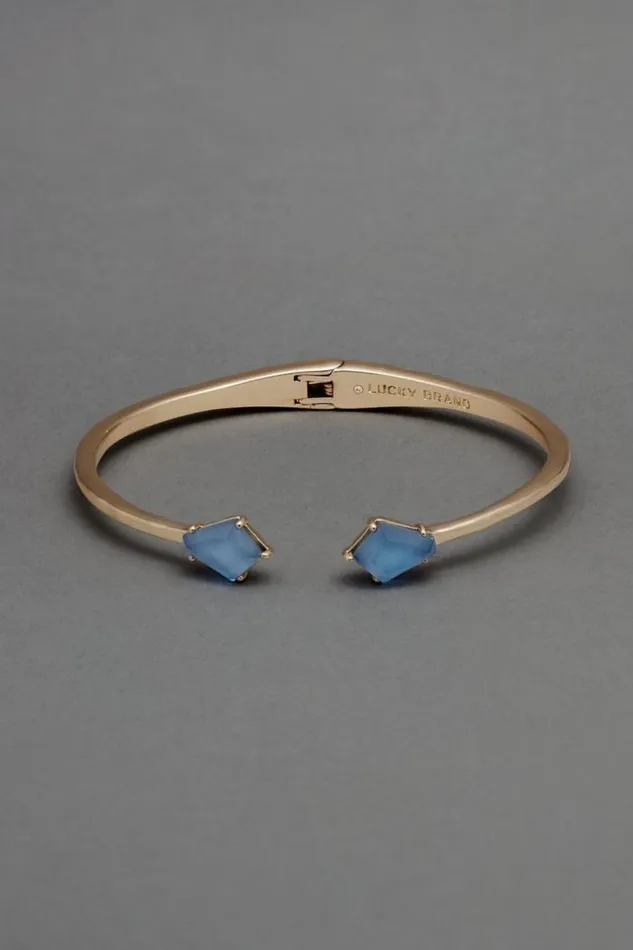 Lucky Brand Blue Stone Hinge Cuff Gold Women Jewelry